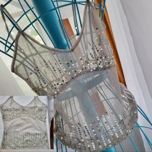 Sheer sequined tank top